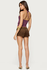 Abstract Metal Detail Halter Top
