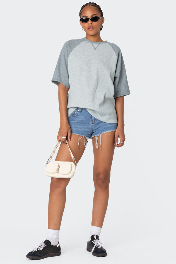 Oversized Raglan Waffle T Shirt view 2
