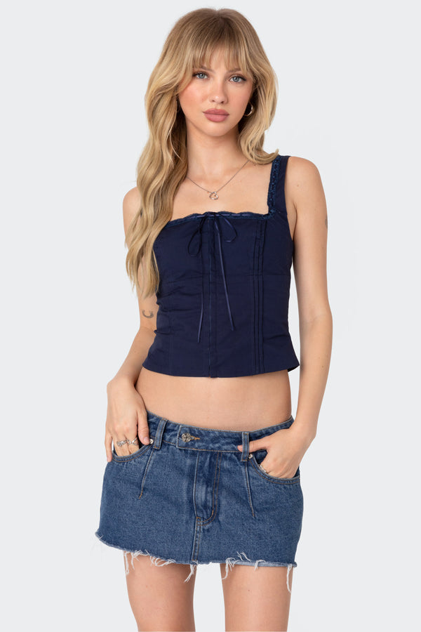 Square Neck Poplin Corset view 1
