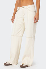 Contrast Stitch Low Rise Baggy Jeans