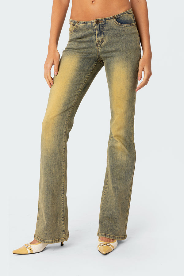 Maris Low Rise Washed Flared Jeans view 2