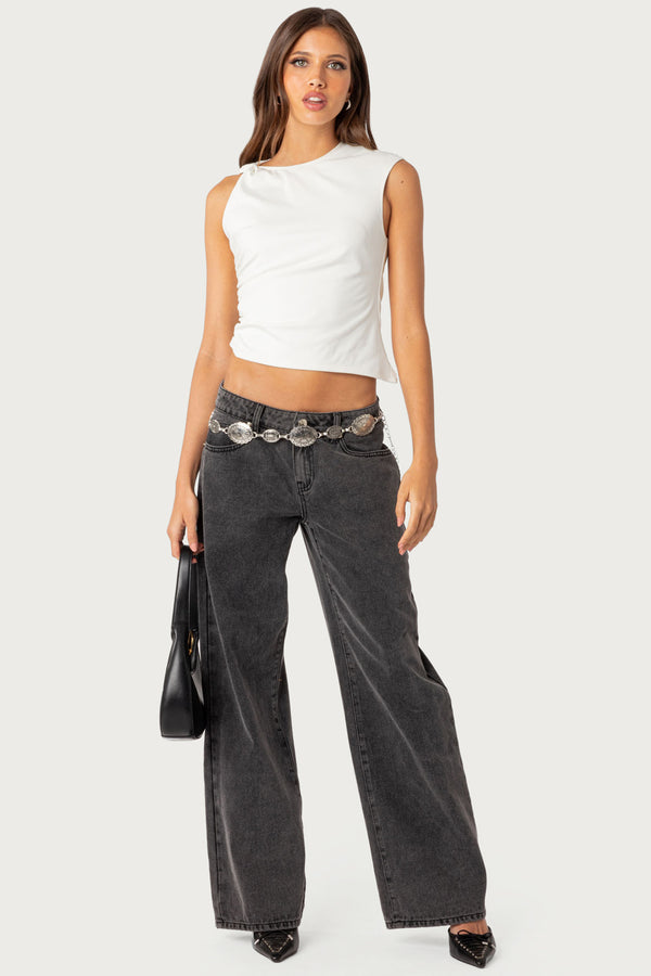 Tanya Asymmetric Gathered Top view 2