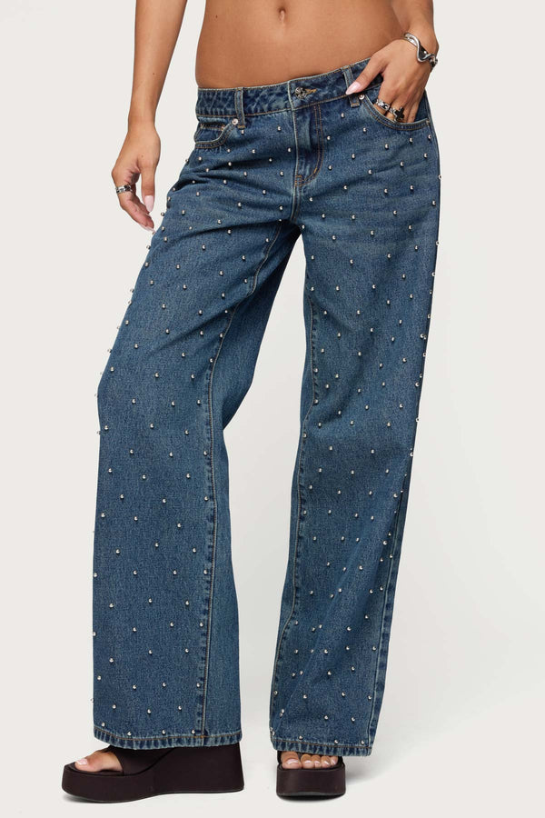 Esmay Studded Low Rise Baggy Jeans view 2