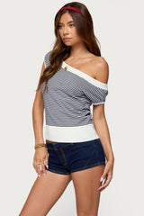 Lottey Striped Off Shoulder Knit Top