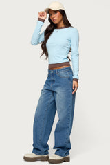 Contrast Layered Look Long Sleeve T Shirt