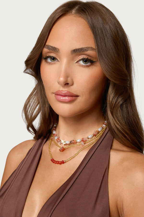 Pearly Beaded Layered Necklace view 1