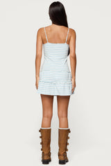 Tiered Ruffle Striped Mini Dress