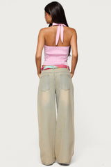 Caitie Striped Buckle Halter Top