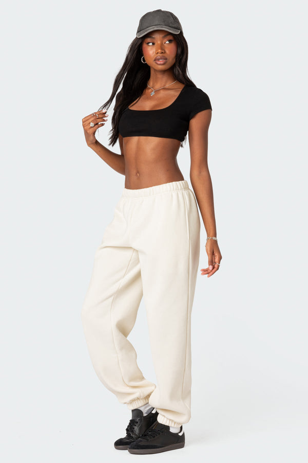 Square Neck Ribbed Crop Top view 2