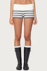 Saphi Striped Foldover Knit Shorts