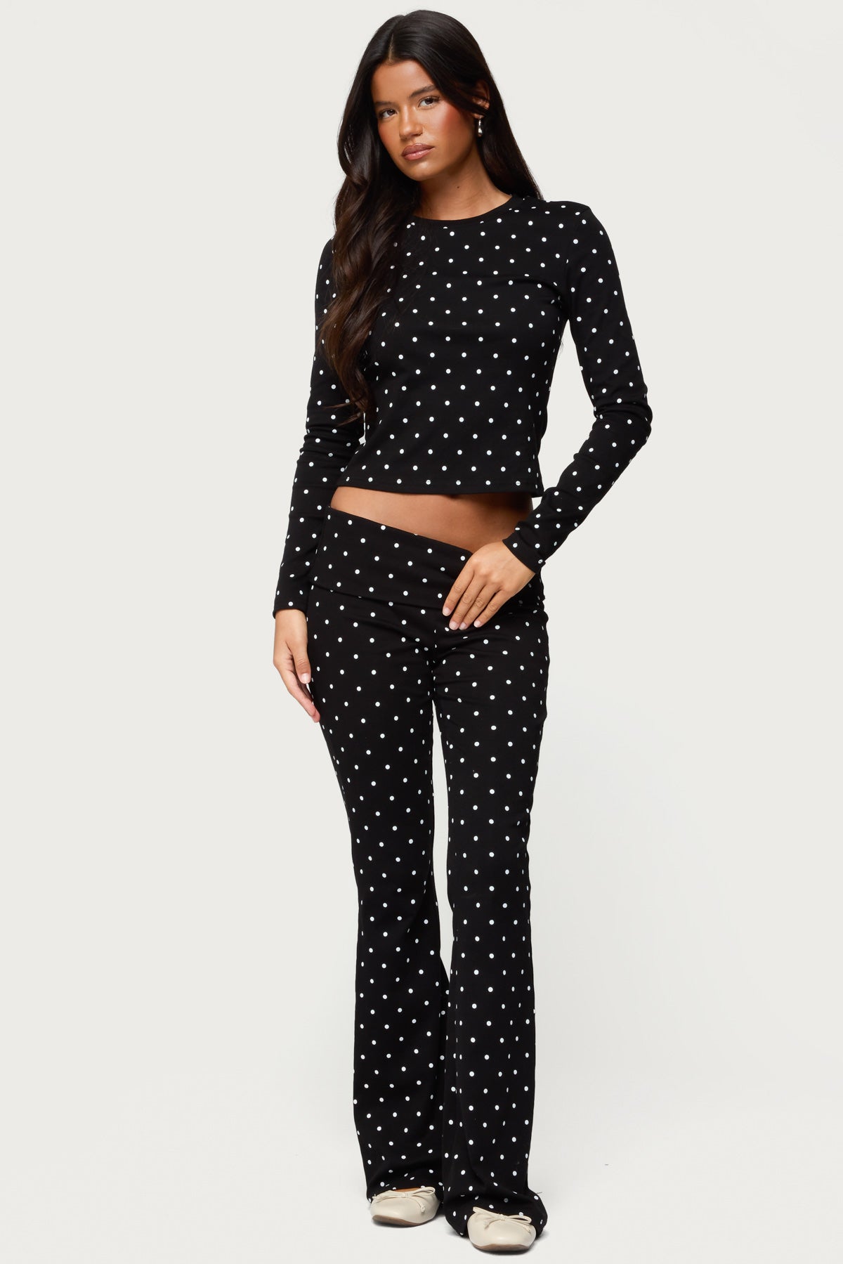 Daliya Polka Dot Long Sleeve Top