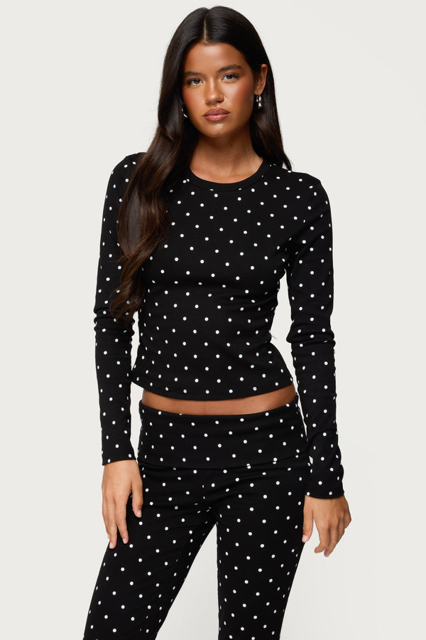 Daliya Polka Dot Long Sleeve Top view 2