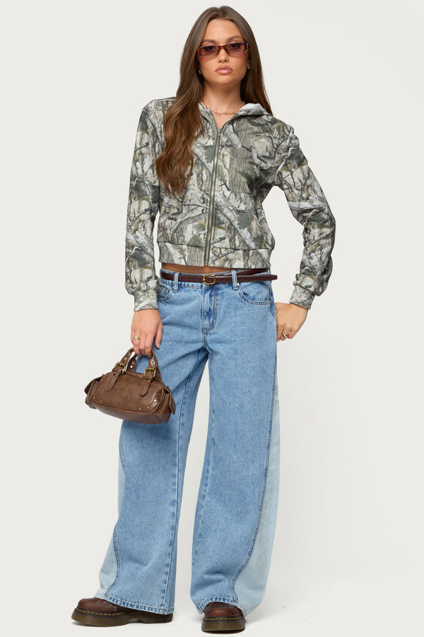 Genna Contrast Panel Low Rise Baggy Jeans view 1