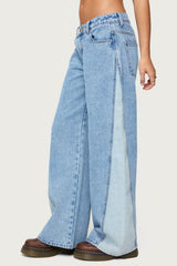 Genna Contrast Panel Low Rise Baggy Jeans