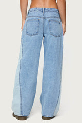 Genna Contrast Panel Low Rise Baggy Jeans