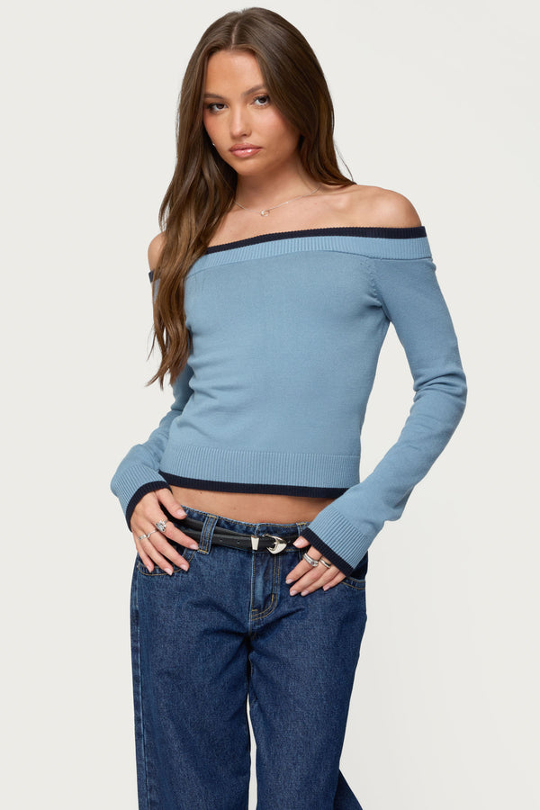 Kezzie Contrast Off Shoulder Knit Top view 1