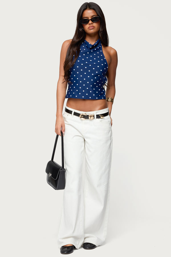 Raiya Polka Dot Backless Halter Top view 2