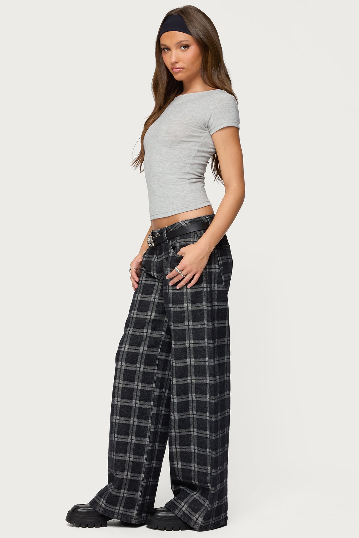 Kailani Plaid Low Rise Baggy Jeans