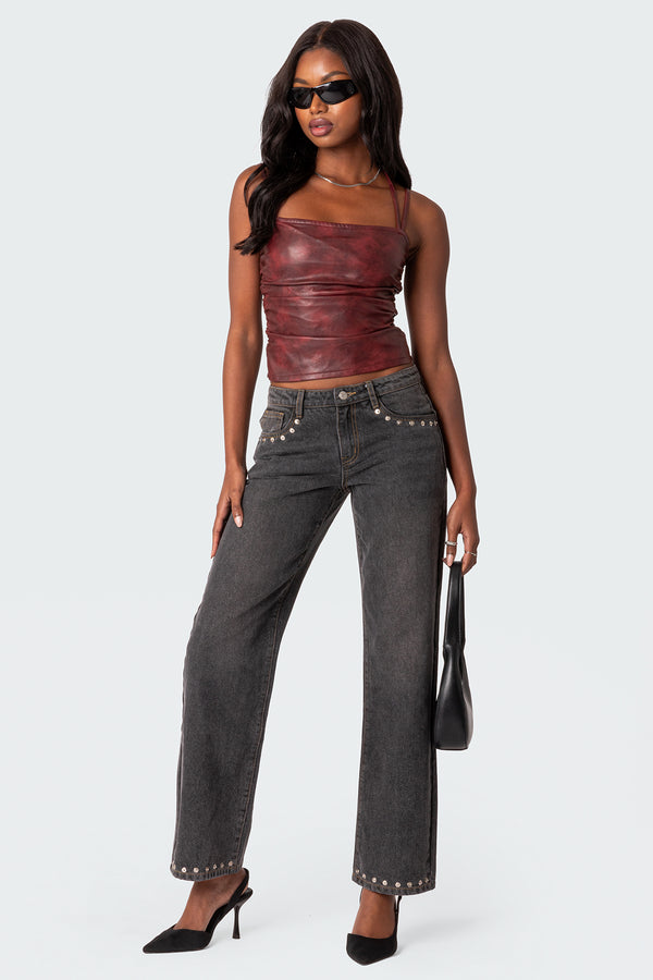 Haze Strappy Faux Leather Top view 2