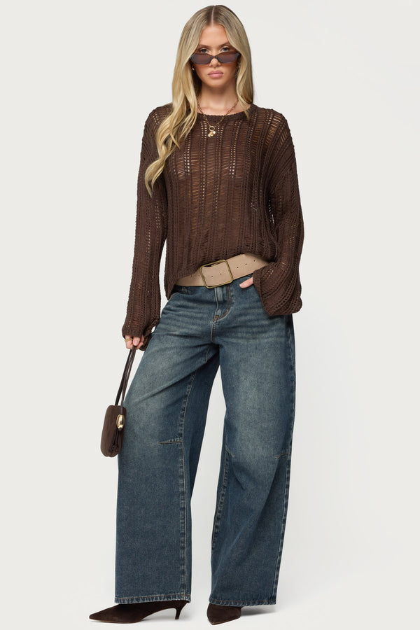 Jaide Sheer Ladder Knit Sweater view 2