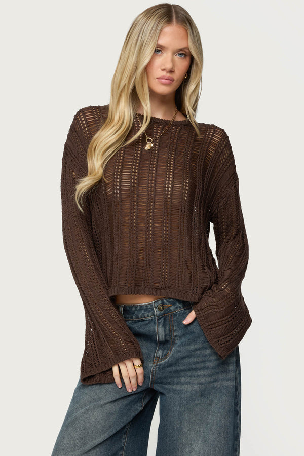 Jaide Sheer Ladder Knit Sweater view 1