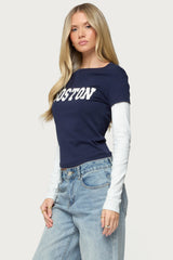 Boston Layered Long Sleeve T Shirt