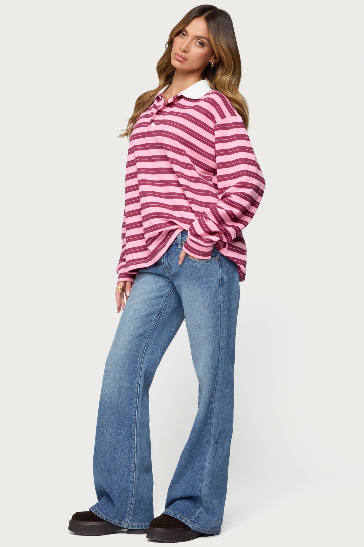 Maureen Striped Polo Sweatshirt