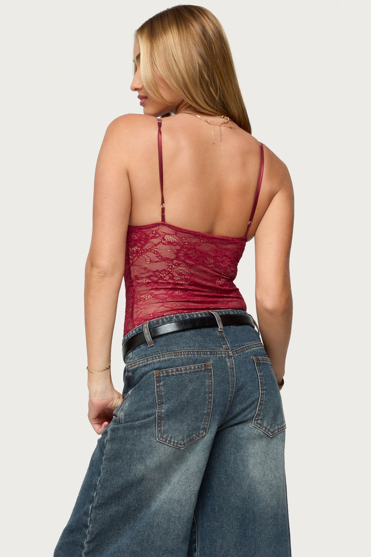 Nolyn Sheer Lace V Neck Bodysuit