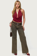 Irina Stud Cowl Neck Halter Top
