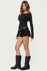 Zaina Hook & Eye Boat Neck Top