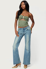 Jenni Washed Low Rise Flared Jeans