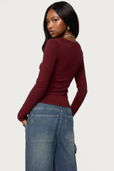 Larna V Neck Ribbed T Shirt