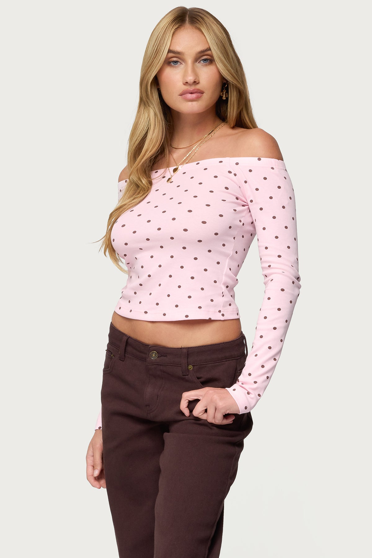 Leandra Off Shoulder Polka Dot Top
