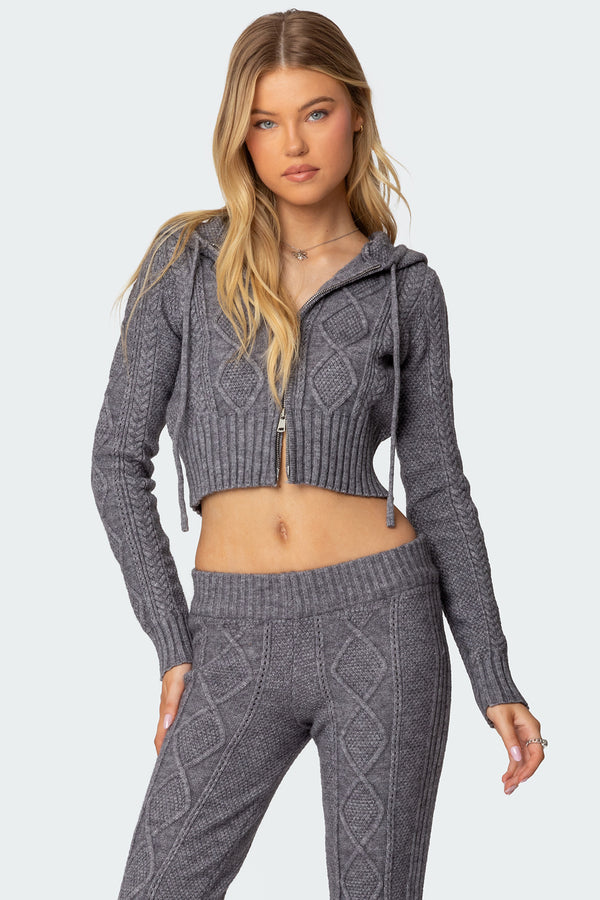 Ray Cable Knit Hooded Cardigan view 1