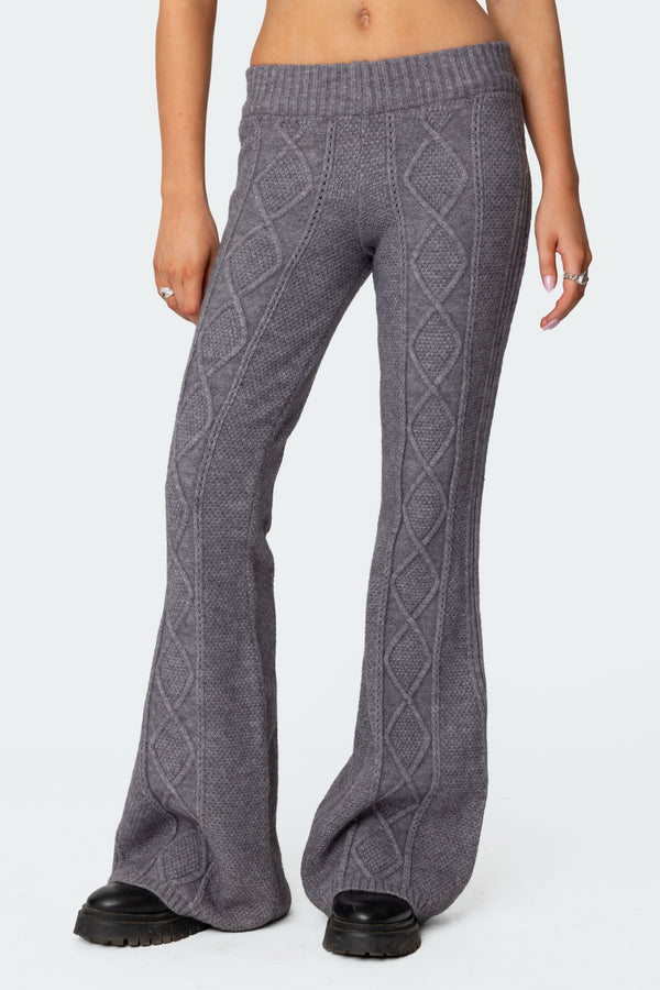 Ray Cable Knit Flared Pants view 2