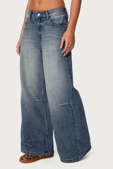 Skater Girl Washed Low Rise Baggy Jeans