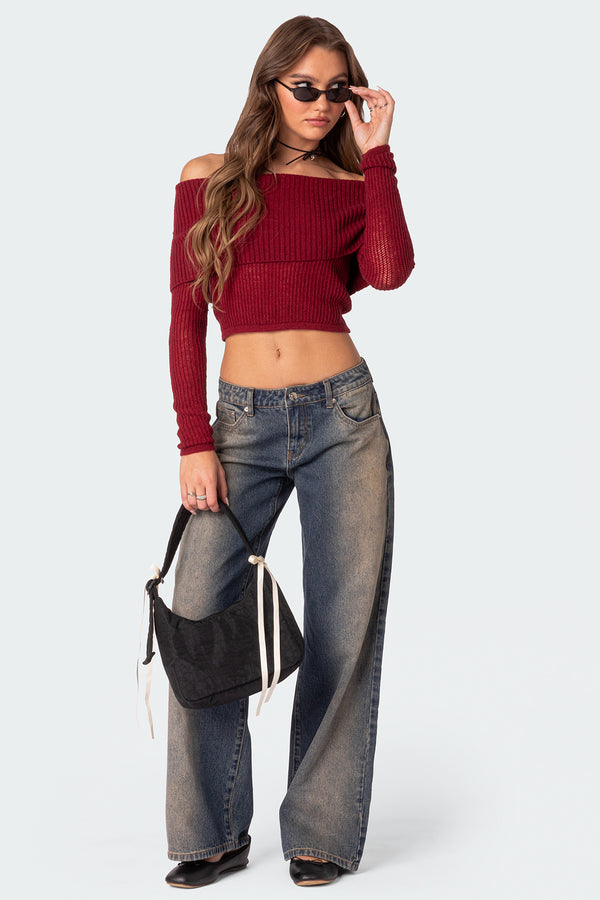 Lili fold over knit top view 2