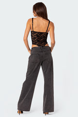 Lace & Satin Effect Cupped Bodysuit