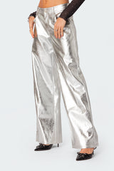 Kim Metallic Faux Leather Pants
