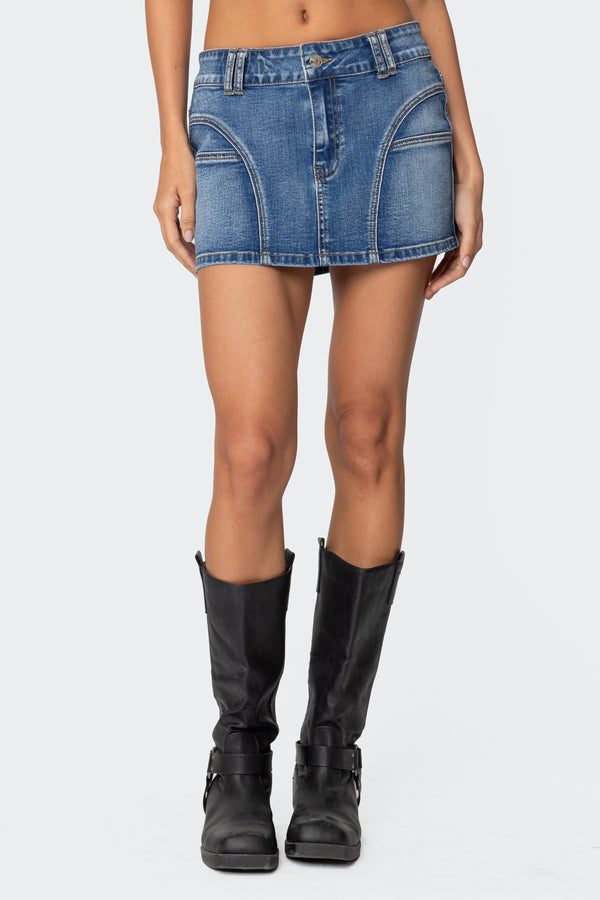 Jive Washed Denim Mini Skirt view 2