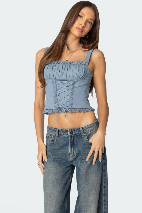 Juliet Ruched Lace Up Corset view 1