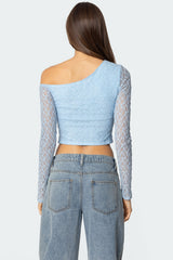 Fabia Asymmetric Textured Lace Top