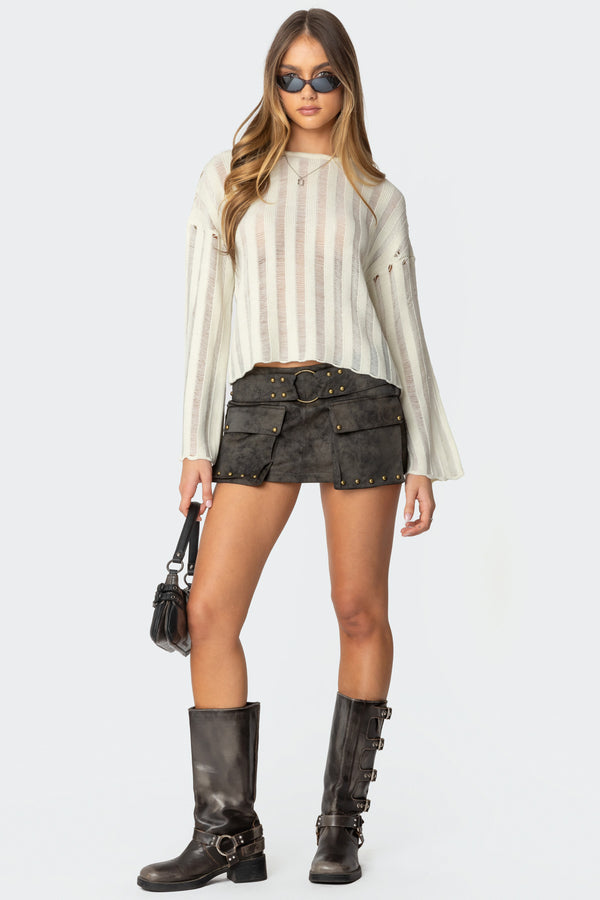 Stripey Shredded Sweater view 2