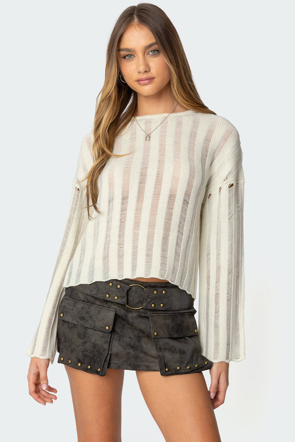 Stripey Shredded Sweater view 1