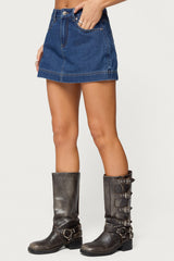 Felica High Rise Denim Mini Skort