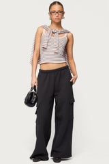 Petite Wide Leg Cargo Sweatpants