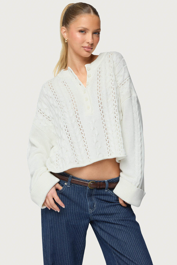 Marianna Button Cable Knit Sweater view 1