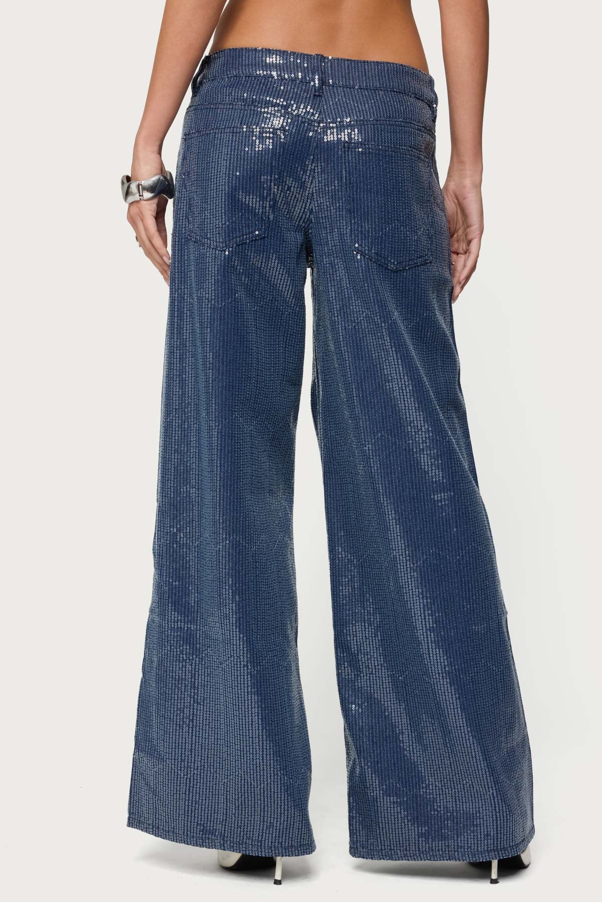Mirella Sequin Low Rise Baggy Jeans