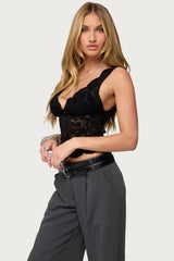 Araura Lace Velvet Floral Top