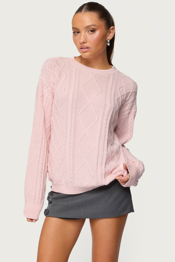 Jessy Cable Knit Oversized Sweater view 1